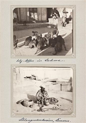 (INDIA & CEYLON [SRI LANKA]) An album with over 90 photographs depicting a German mans trip through Agra, Bombay, Delhi, Calcutta, Cey